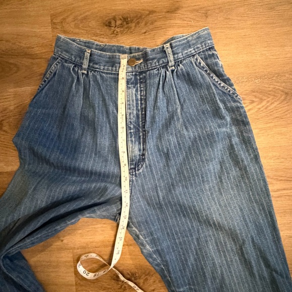 Vintage Lee High Rise Pinstripe Mom Jeans | 90s Tapered Denim - Picture 10 of 14
